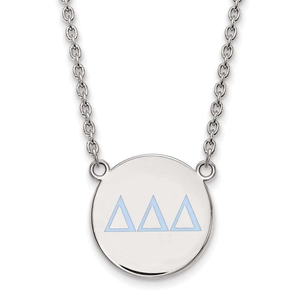 Sterling Silver Rhodium Plated Logoart Delta Sorority Greek Letters Large Color Enamel Pendant 18 Inch Necklace