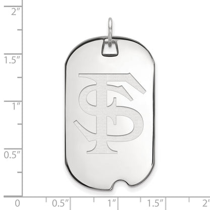 Sterling Silver Rhodium Plated Logoart Florida State University F S Large Dog Tag Pendant