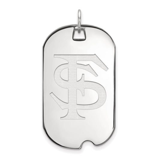 14K White Gold Logoart Florida State University F S Large Dog Tag Pendant