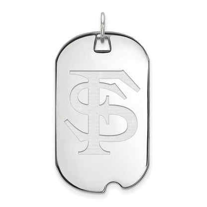 10K White Gold Logoart Florida State University F S Large Dog Tag Pendant