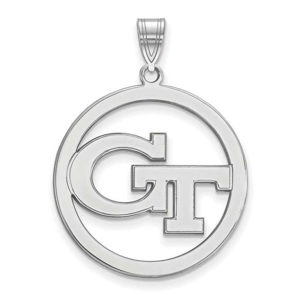 Sterling Silver Rhodium Plated Logoart Georgia Institute Of Technology G T Extra Large Circle Pendant