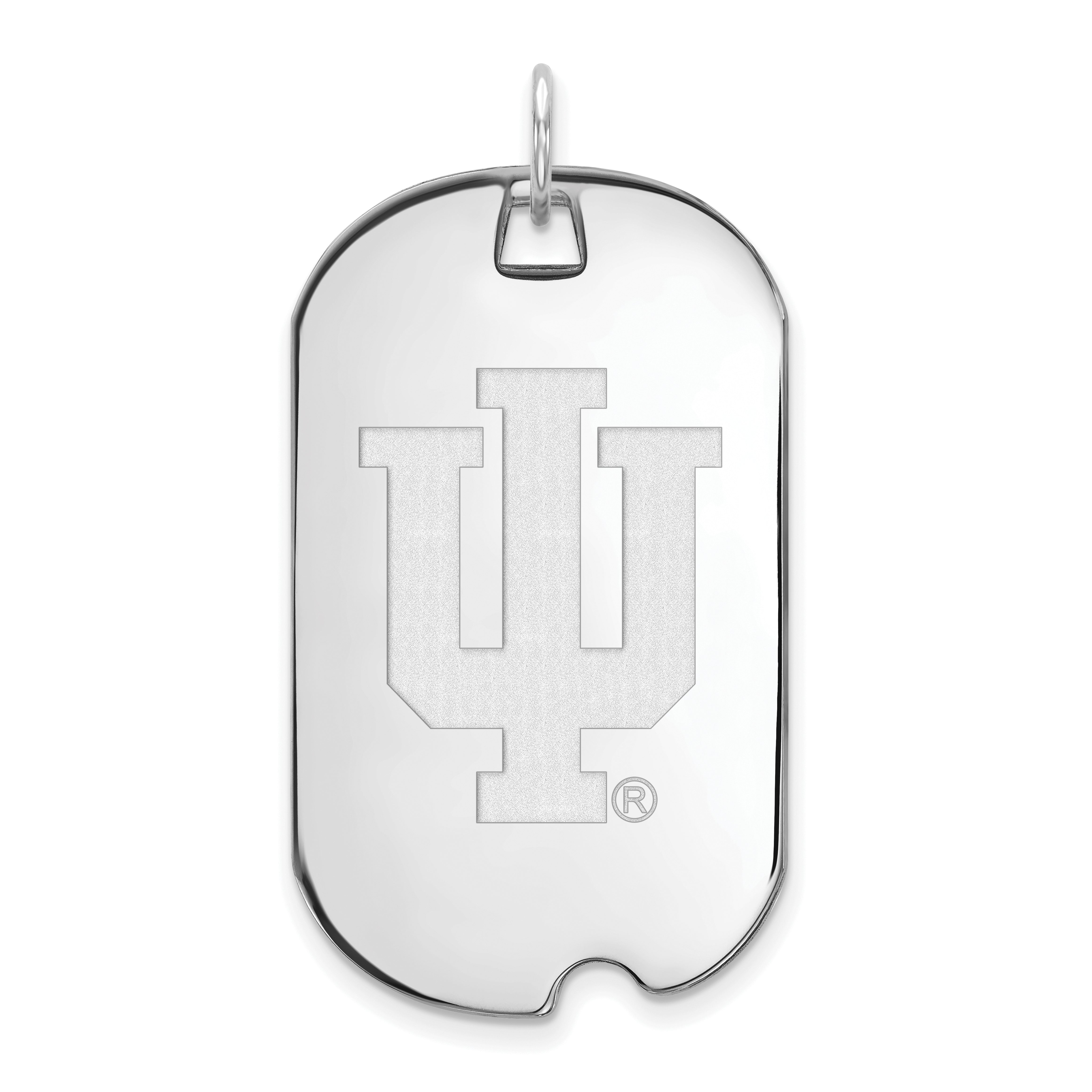 Sterling Silver Rhodium Plated Logoart Indiana University I U Large Dog Tag Pendant