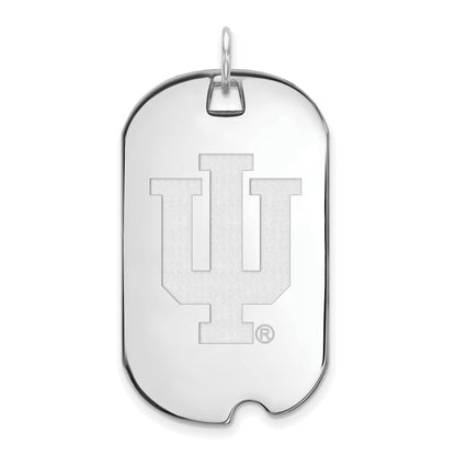 Sterling Silver Rhodium Plated Logoart Indiana University I U Large Dog Tag Pendant