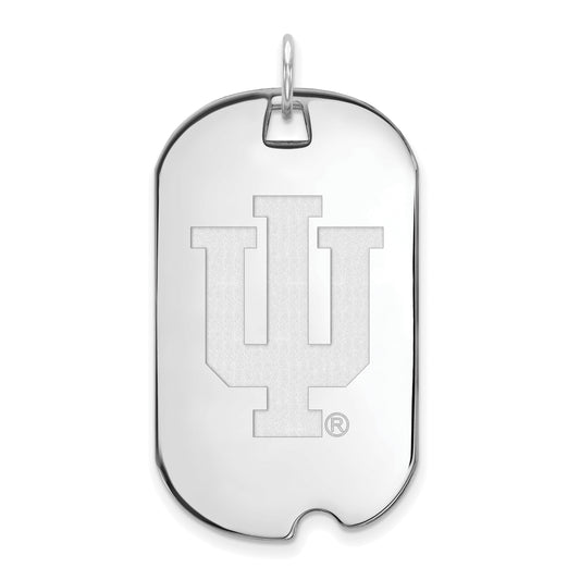 Sterling Silver Rhodium Plated Logoart Indiana University I U Large Dog Tag Pendant