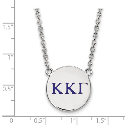 Sterling Silver Rhodium Plated Logoart Kappa Gamma Sorority Greek Letters Large Color Enamel Pendant 18 Inch Necklace