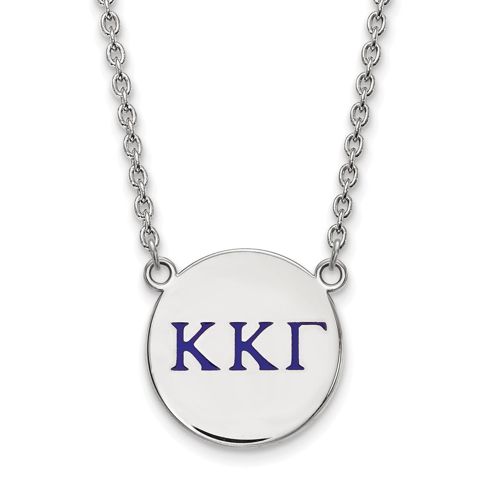 Sterling Silver Rhodium Plated Logoart Kappa Gamma Sorority Greek Letters Large Color Enamel Pendant 18 Inch Necklace