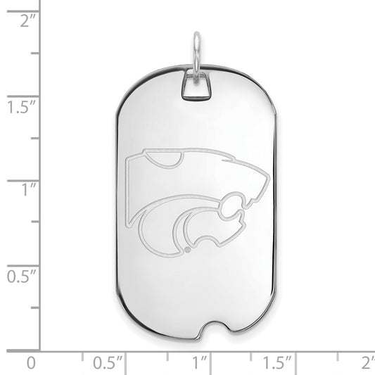 14K White Gold Logoart Kansas State University Wildcat Large Dog Tag Pendant