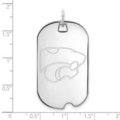 10K White Gold Logoart Kansas State University Wildcat Large Dog Tag Pendant