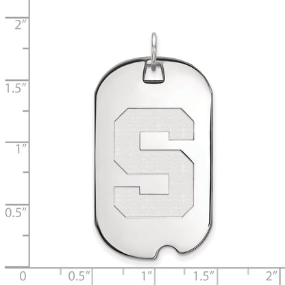 Sterling Silver Rhodium Plated Logoart Michigan State University Letter S Large Dog Tag Pendant