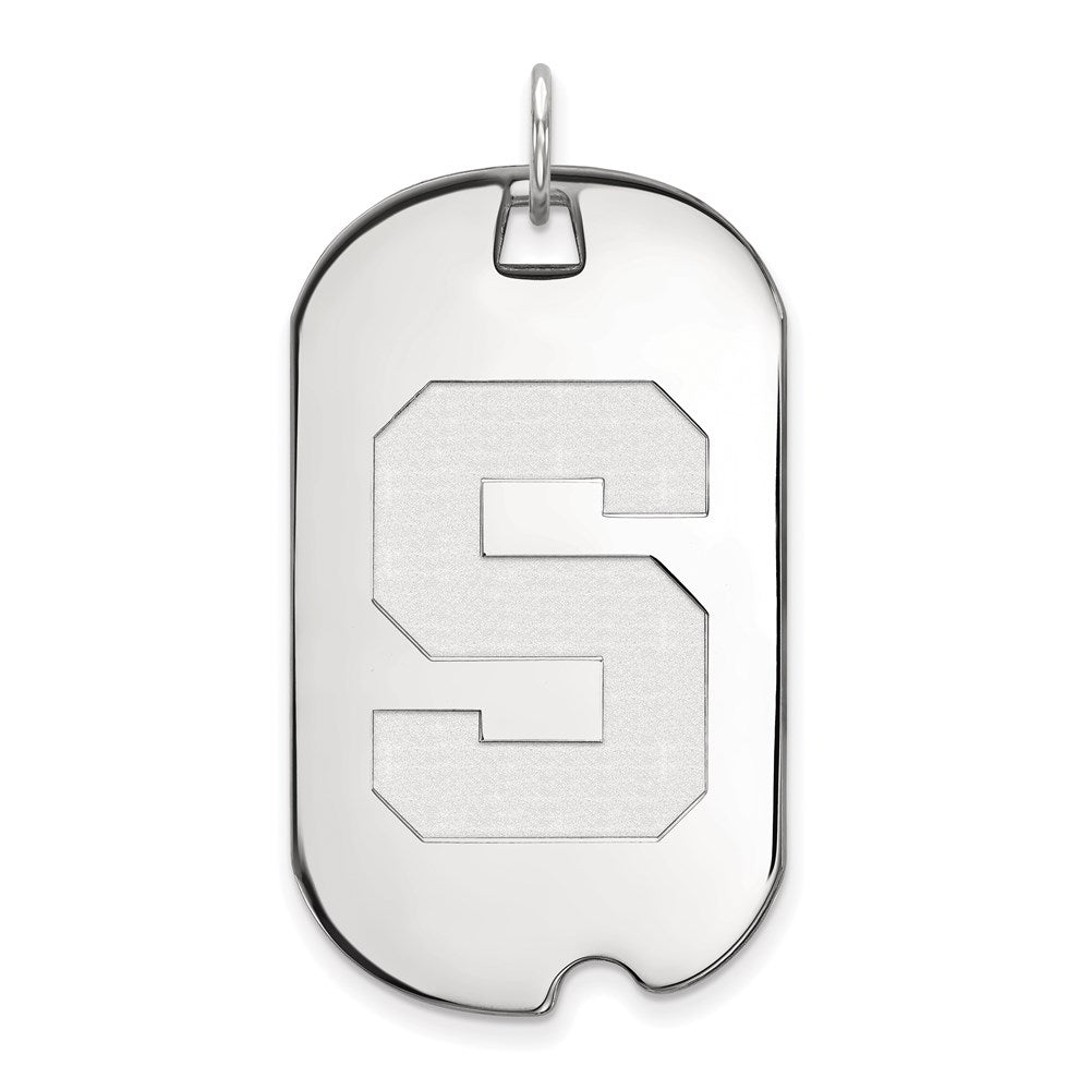 Sterling Silver Rhodium Plated Logoart Michigan State University Letter S Large Dog Tag Pendant