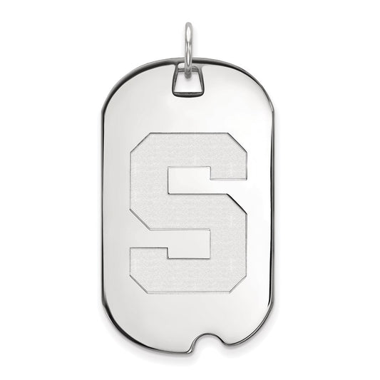 Sterling Silver Rhodium Plated Logoart Michigan State University Letter S Large Dog Tag Pendant