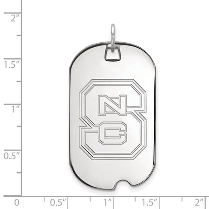 14K White Gold Logoart North Carolina State University N C S Large Dog Tag Pendant
