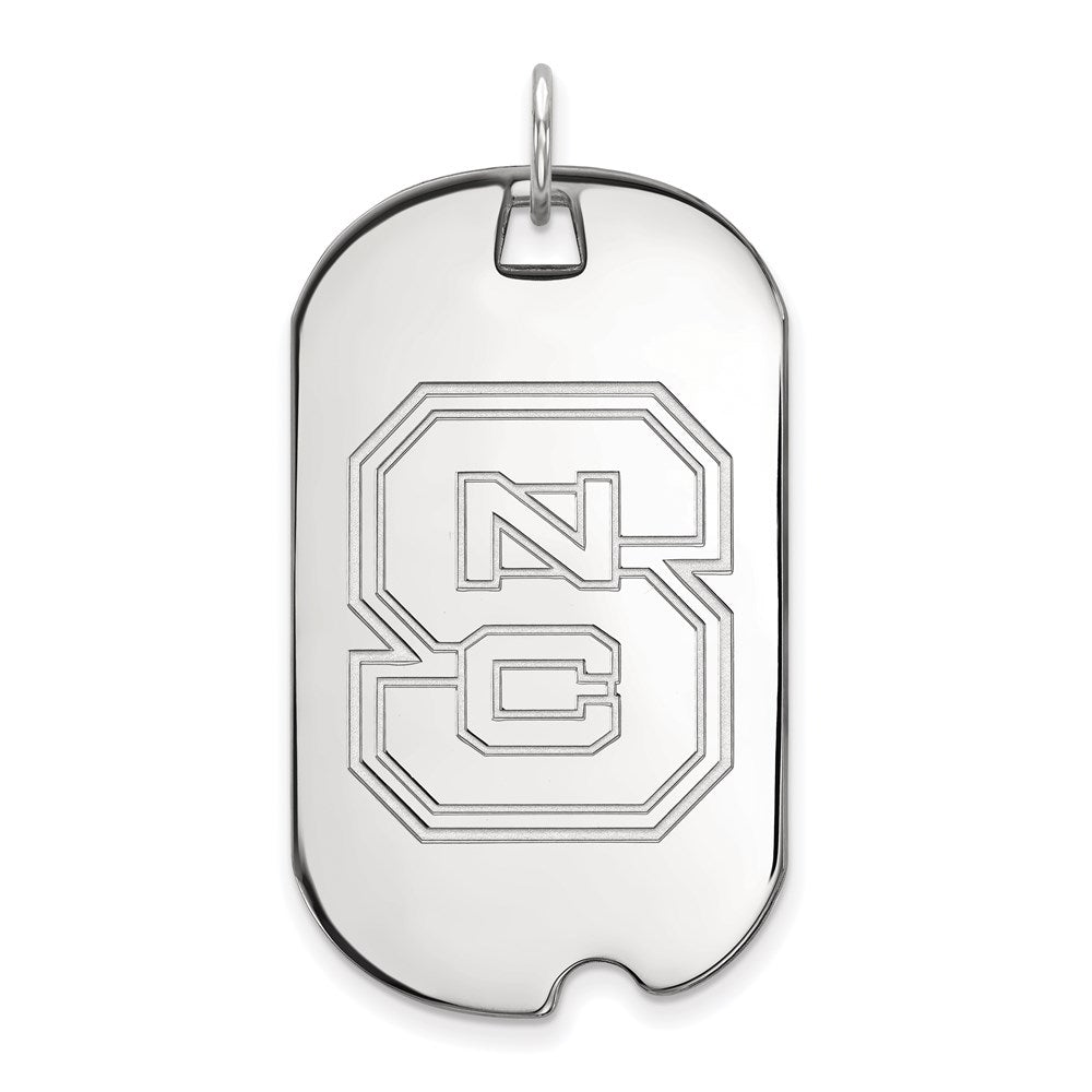 Sterling Silver Rhodium Plated Logoart North Carolina State University N C S Large Dog Tag Pendant