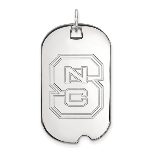 10K White Gold Logoart North Carolina State University N C S Large Dog Tag Pendant