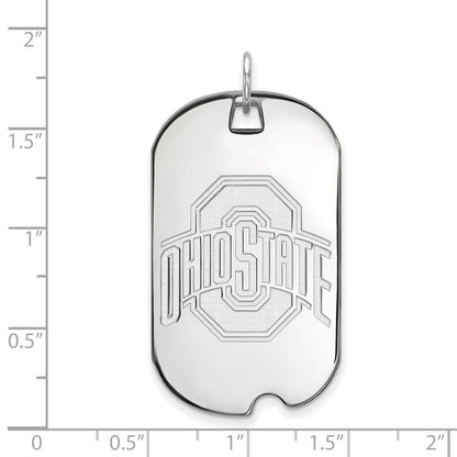 Sterling Silver Rhodium Plated Logoart The Ohio State University Large Dog Tag Pendant