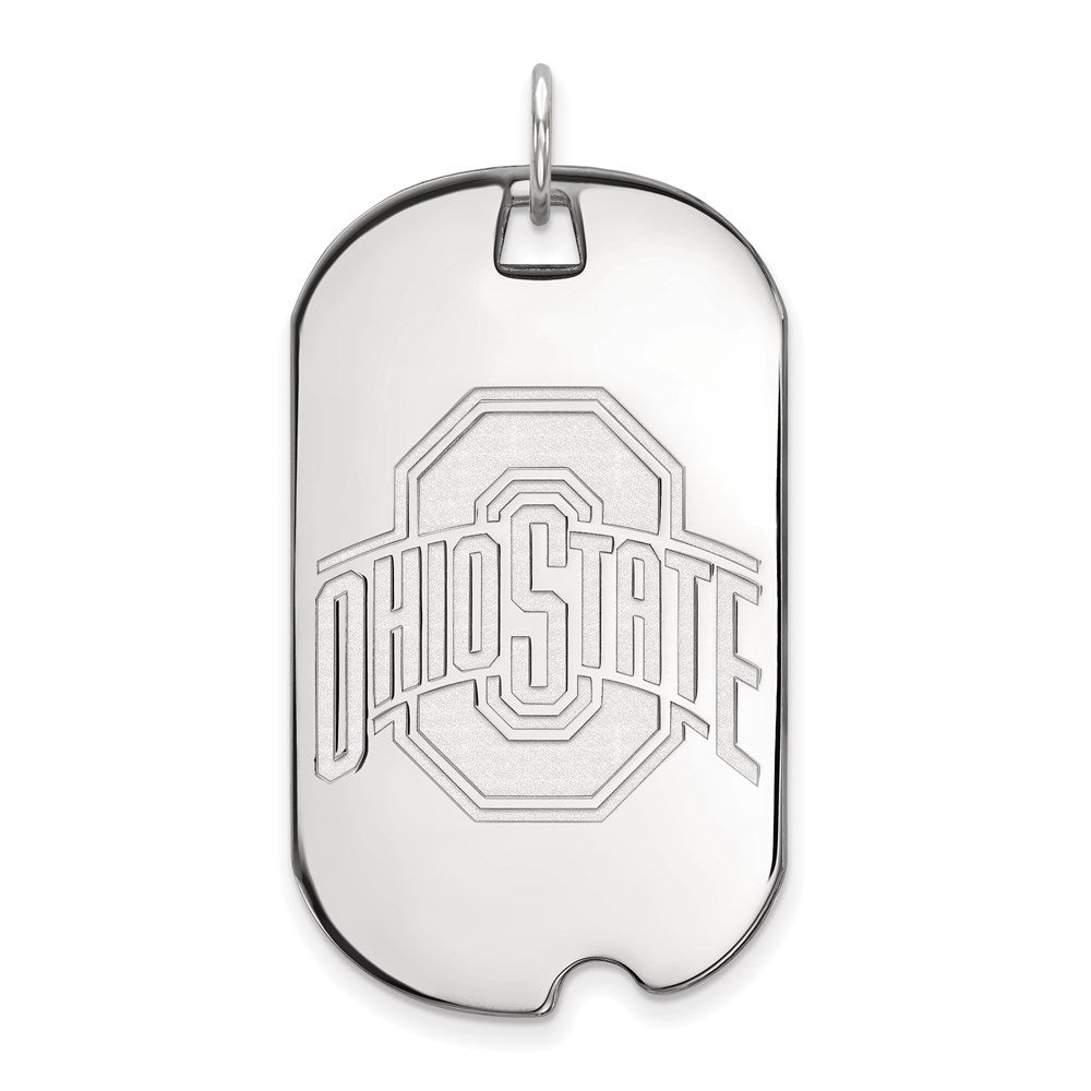 Sterling Silver Rhodium Plated Logoart The Ohio State University Large Dog Tag Pendant
