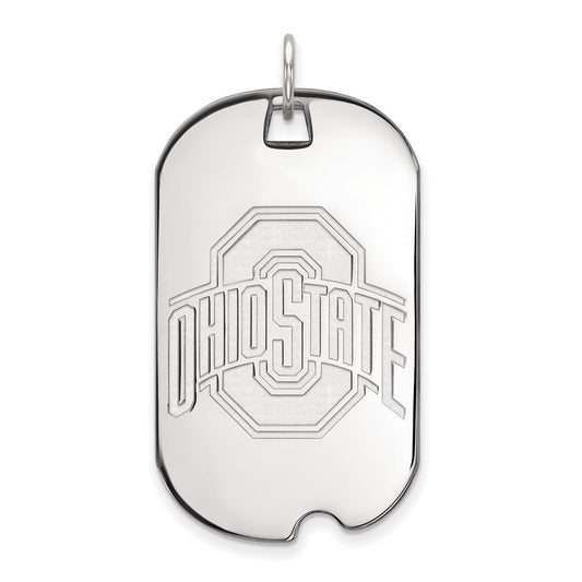 Sterling Silver Rhodium Plated Logoart The Ohio State University Large Dog Tag Pendant