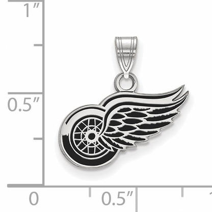 Sterling Silver Rhodium Plated Nhl Logoart Detroit Red Wings Small Enameled Pendant