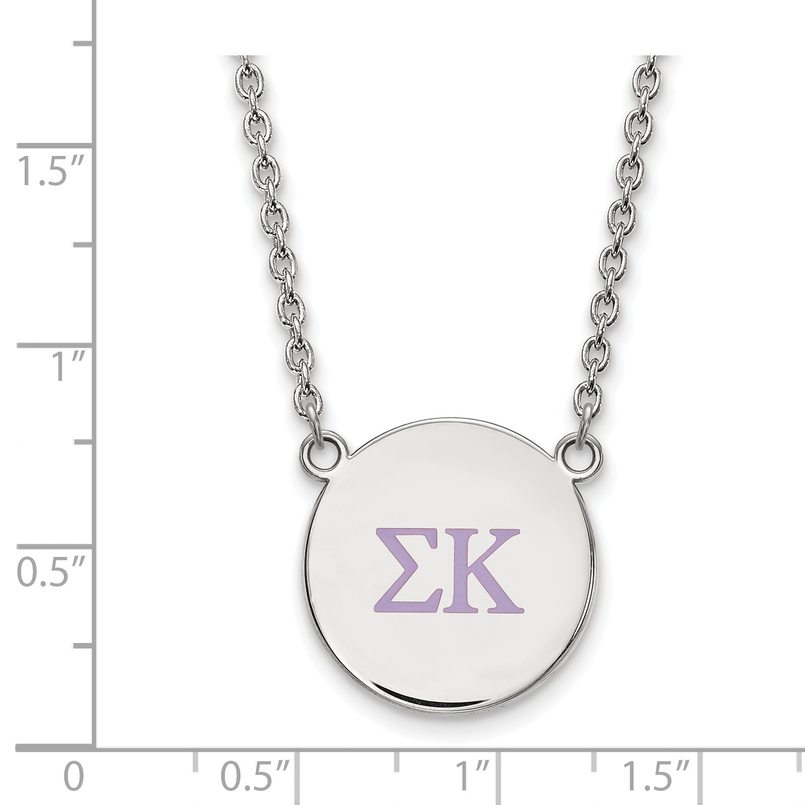 Sterling Silver Rhodium Plated Logoart Sigma Kappa Sorority Greek Letters Large Color Enamel Pendant 18 Inch Necklace