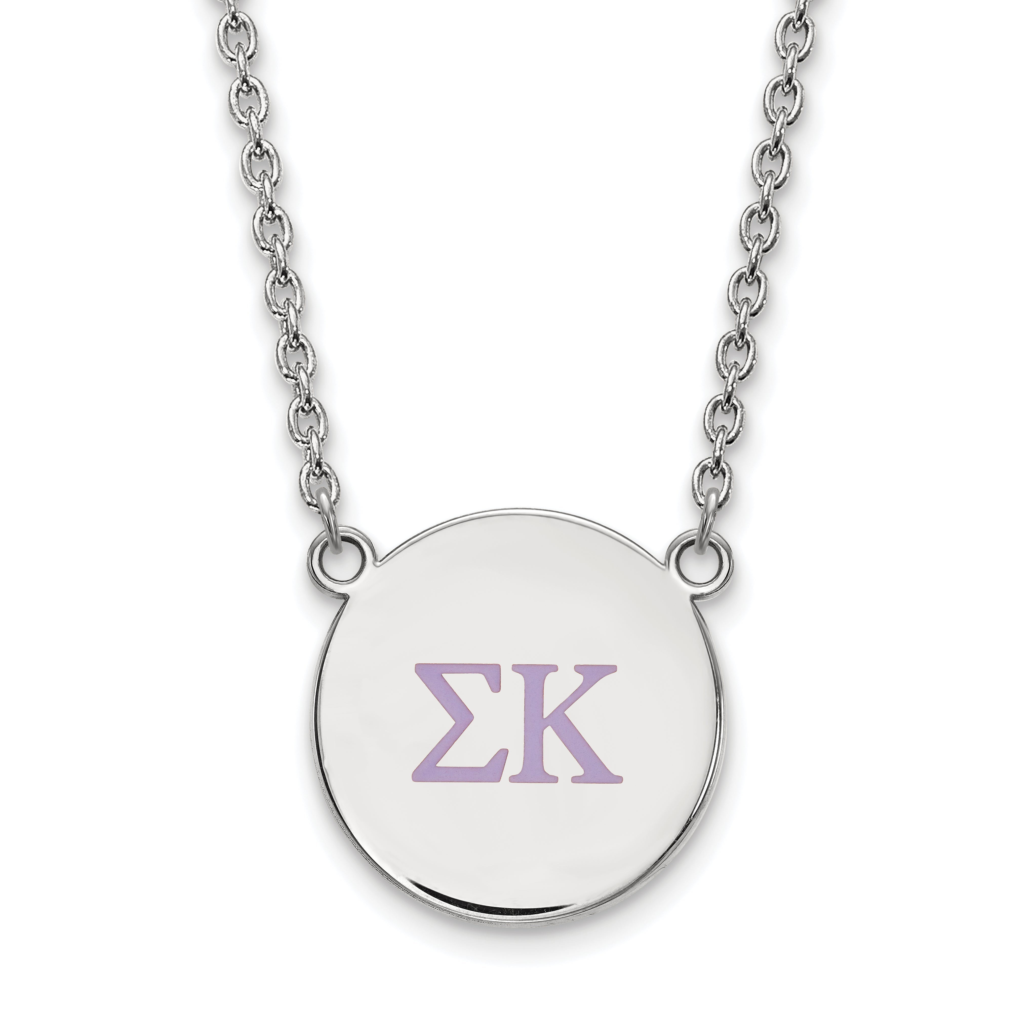 Sterling Silver Rhodium Plated Logoart Sigma Kappa Sorority Greek Letters Large Color Enamel Pendant 18 Inch Necklace