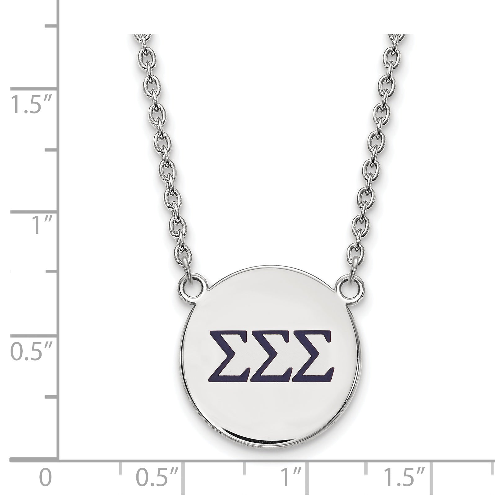 Sterling Silver Rhodium Plated Logoart Sigma Sorority Greek Letters Large Color Enamel Pendant 18 Inch Necklace