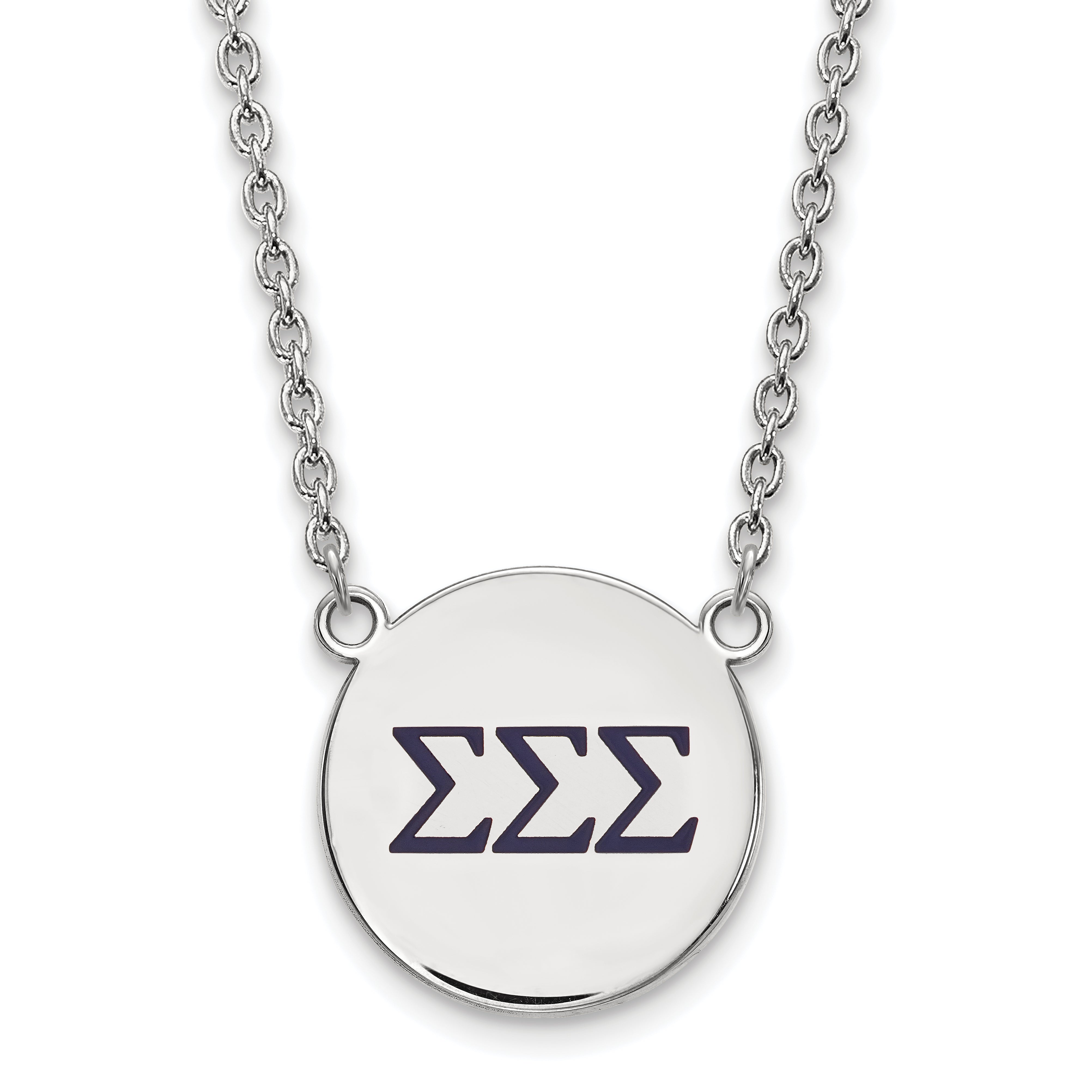 Sterling Silver Rhodium Plated Logoart Sigma Sorority Greek Letters Large Color Enamel Pendant 18 Inch Necklace