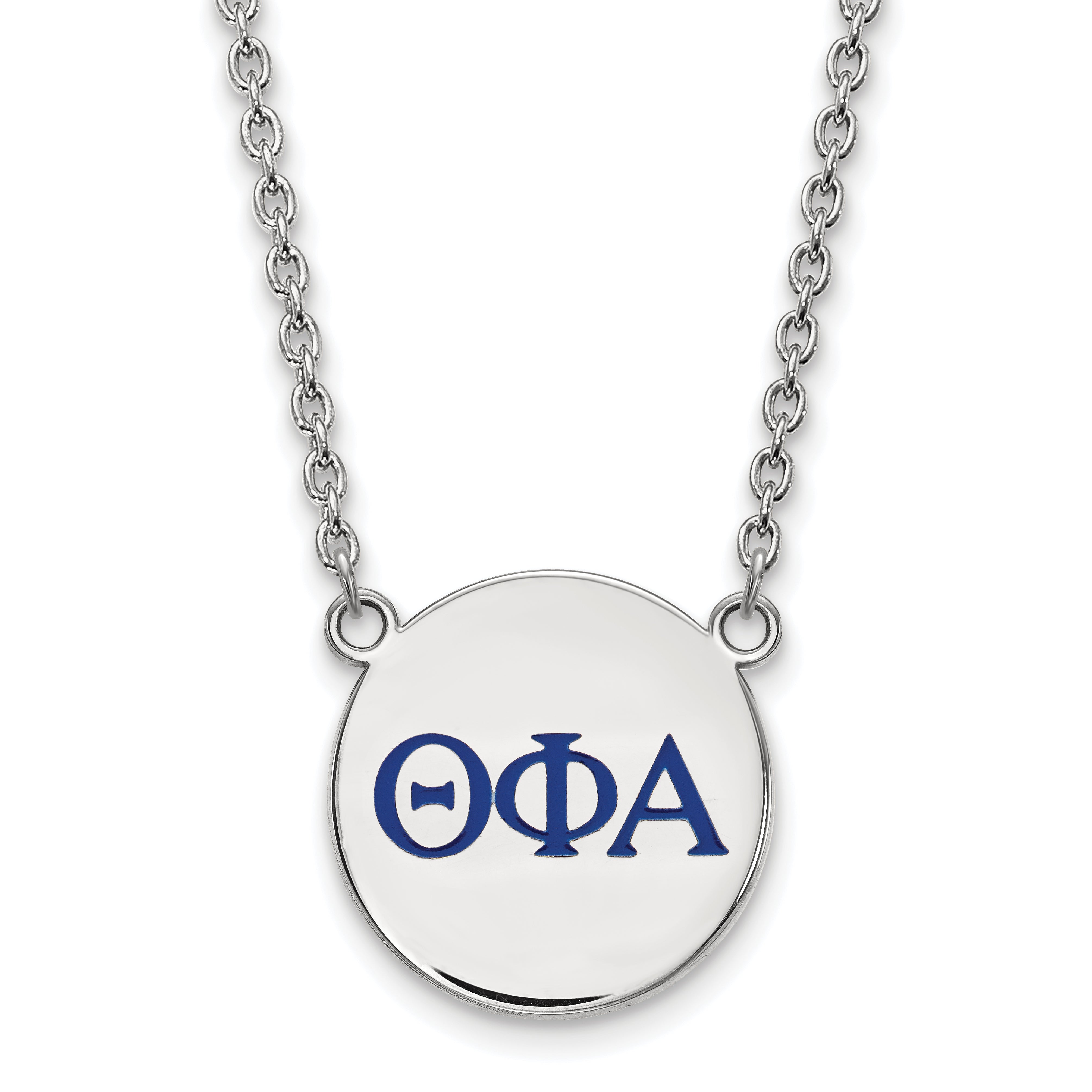 Sterling Silver Rhodium Plated Logoart Theta Phi Alpha Sorority Greek Letters Large Color Enamel Pendant 18 Inch Necklace