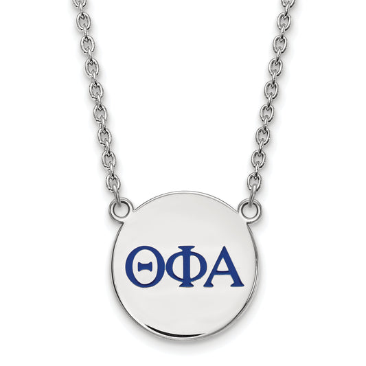 Sterling Silver Rhodium Plated Logoart Theta Phi Alpha Sorority Greek Letters Large Color Enamel Pendant 18 Inch Necklace