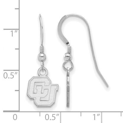 Sterling Silver Rhodium Plated Logoart University Of Colorado C U Extra Small Dangle Wire Earrings