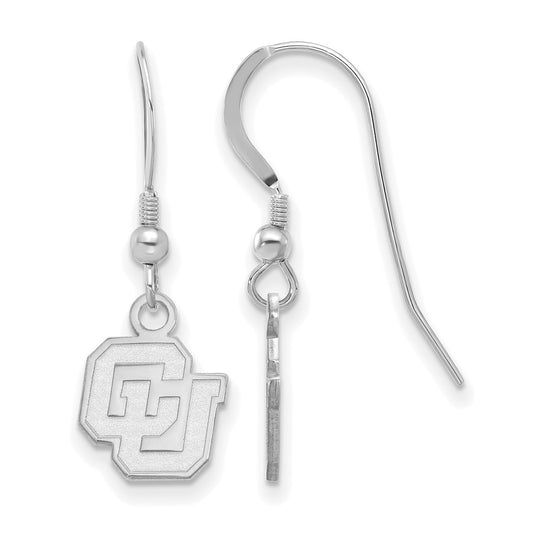 Sterling Silver Rhodium Plated Logoart University Of Colorado C U Extra Small Dangle Wire Earrings