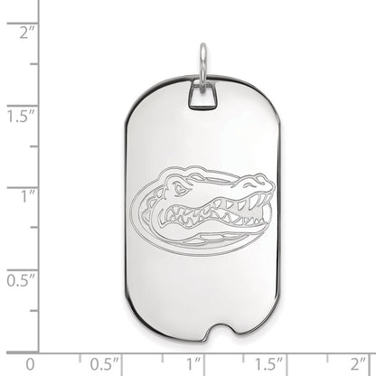Sterling Silver Rhodium Plated Logoart University Of Florida Gator Large Dog Tag Pendant