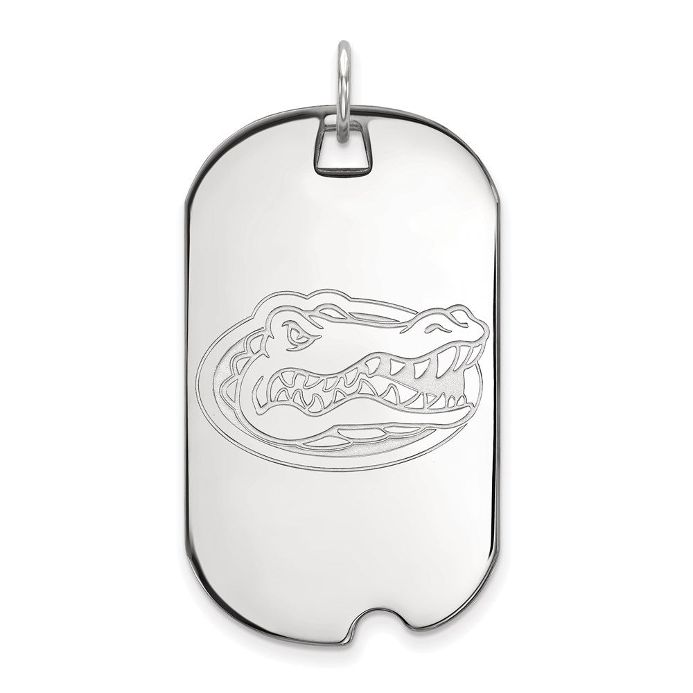 14K White Gold Logoart University Of Florida Gator Large Dog Tag Pendant