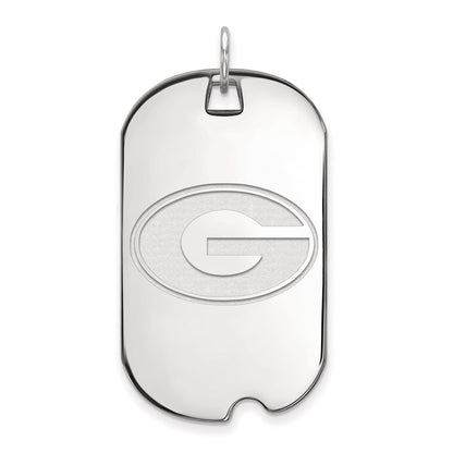 Sterling Silver Rhodium Plated Logoart University Of Georgia Letter G Large Dog Tag Pendant