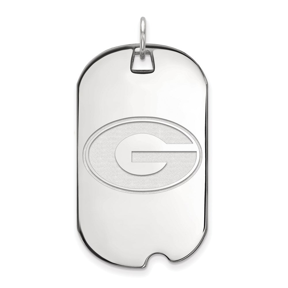 14K White Gold Logoart University Of Georgia Letter G Large Dog Tag Pendant