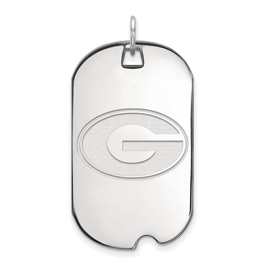 14K White Gold Logoart University Of Georgia Letter G Large Dog Tag Pendant