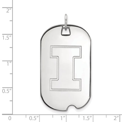 14K White Gold Logoart University Of Illinois Letter I Large Dog Tag Pendant