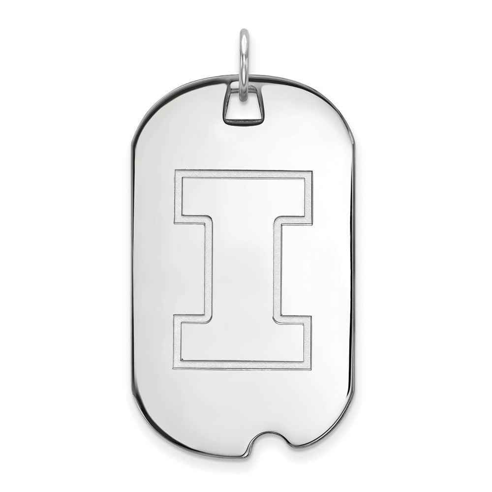 10K White Gold Logoart University Of Illinois Letter I Large Dog Tag Pendant