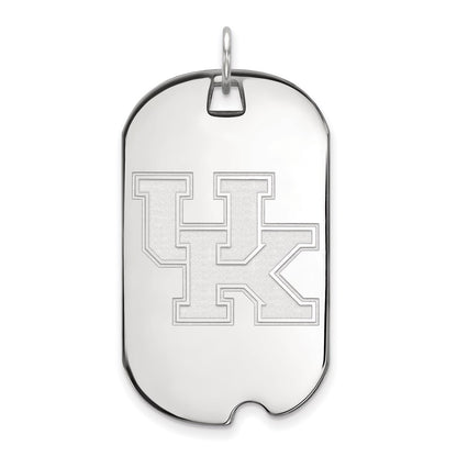 10K White Gold Logoart University Of Kentucky U K Large Dog Tag Pendant