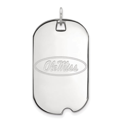 10K White Gold Logoart University Of Mississippi Ole Miss Large Dog Tag Pendant
