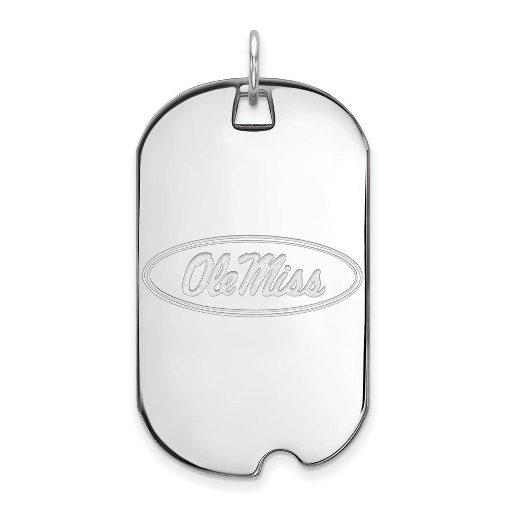 14K White Gold Logoart University Of Mississippi Ole Miss Large Dog Tag Pendant