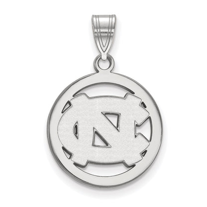 Sterling Silver Rhodium Plated Logoart University Of North Carolina N C Medium Circle Pendant