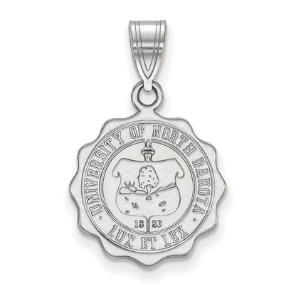 Sterling Silver Rhodium Plated Logoart University Of North Dakota Medium Crest Pendant