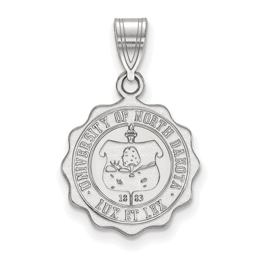 Sterling Silver Rhodium Plated Logoart University Of North Dakota Medium Crest Pendant