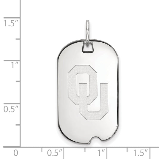 Sterling Silver Rhodium Plated Logoart University Of Oklahoma O U Small Dog Tag Pendant