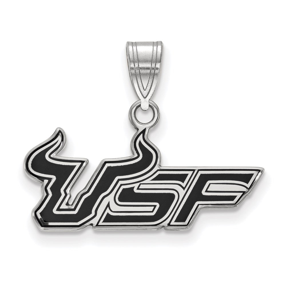 Sterling Silver Rhodium Plated Logoart University Of South Florida U S F Medium Enameled Pendant
