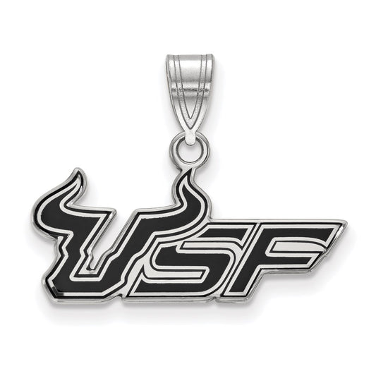 Sterling Silver Rhodium Plated Logoart University Of South Florida U S F Medium Enameled Pendant