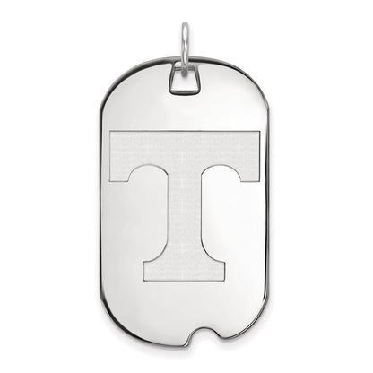 Sterling Silver Rhodium Plated Logoart University Of Tennessee Letter T Large Dog Tag Pendant