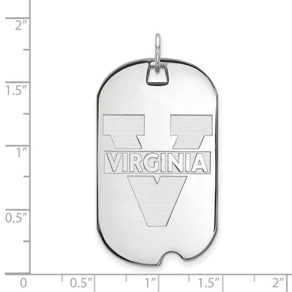 Sterling Silver Rhodium Plated Logoart University Of Virginia Large Dog Tag Pendant
