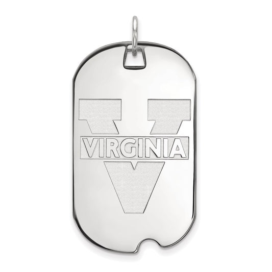 10K White Gold Logoart University Of Virginia Large Dog Tag Pendant