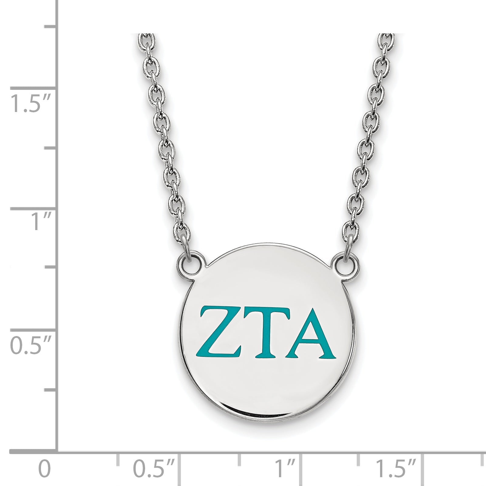 Sterling Silver Rhodium Plated Logoart Zeta Tau Alpha Sorority Greek Letters Large Color Enamel Pendant 18 Inch Necklace